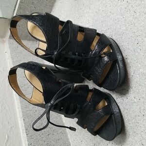 COACH MOREEN CAGED PLATFORM HEELS.